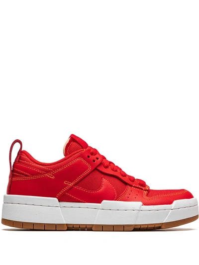 Nike Dunk Low Disrupt "university Red" Sneakers In University Red,hyper Crimson,gum Medium Brown,university Red