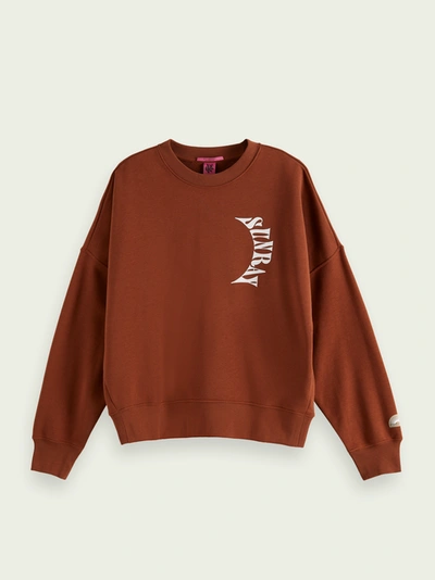 Scotch & Soda Graphic Printed Sweatshirt In Brown