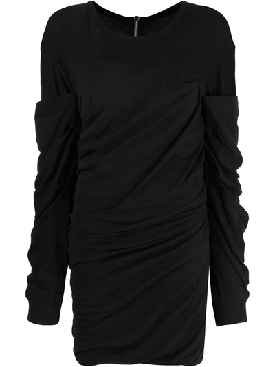 Rta Ruched-detail Long-sleeve Dress In Schwarz