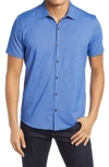 Zachary Prell Crause Regular Fit Knit Short Sleeve Button-up Shirt In Royal Blue
