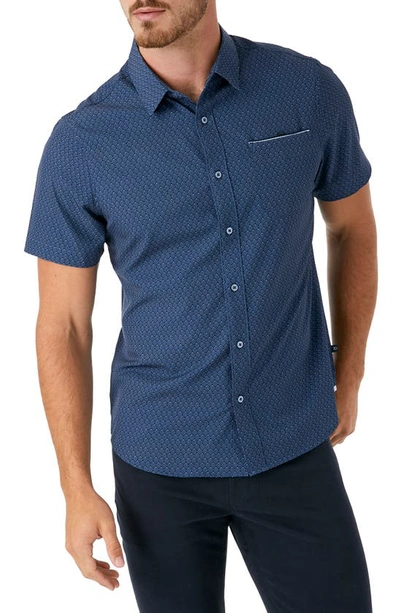 7 Diamonds Digital Dash Performance Short Sleeve Button-up Shirt In Blue