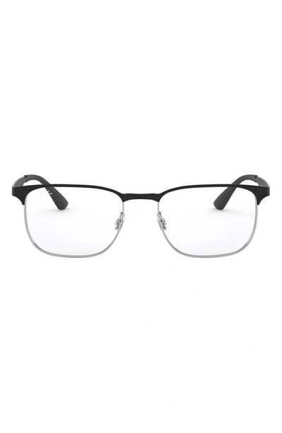 Ray Ban Rx6335 Matte Black Glasses In Silver/ Black