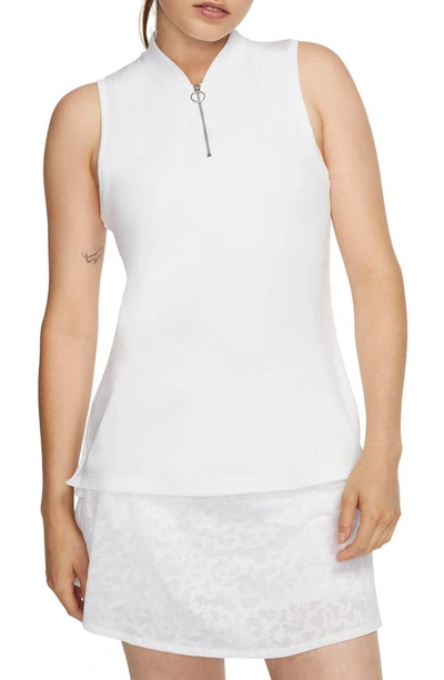 Nike Dri-fit Sleeveless Golf Polo In White/ White