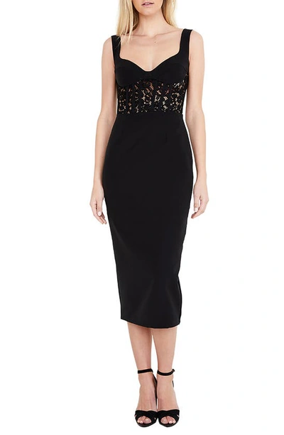 Bardot Lace Corset Cocktail Dress In Black