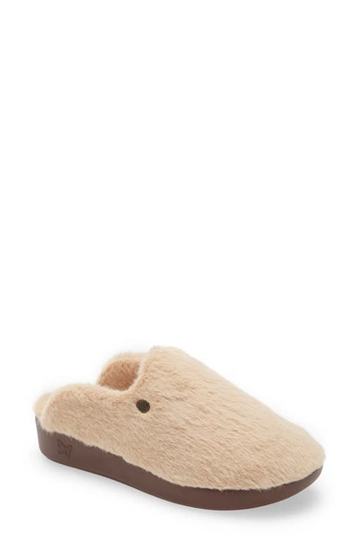 Alegria Leisurelee Faux Fur Slipper In Natural