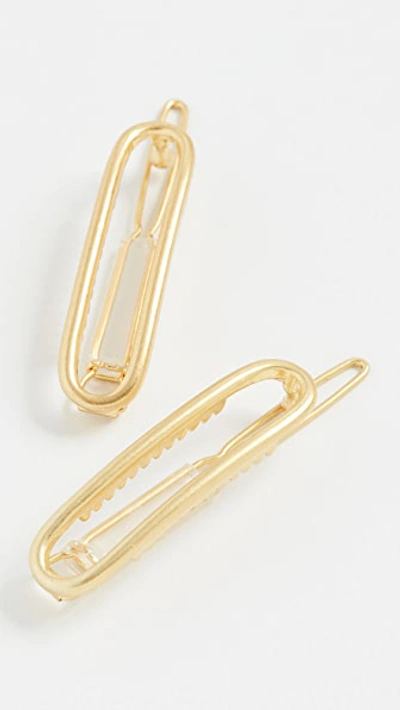 Madewell Mini Wire Metal Shape Clip Pack In Vintage Gold
