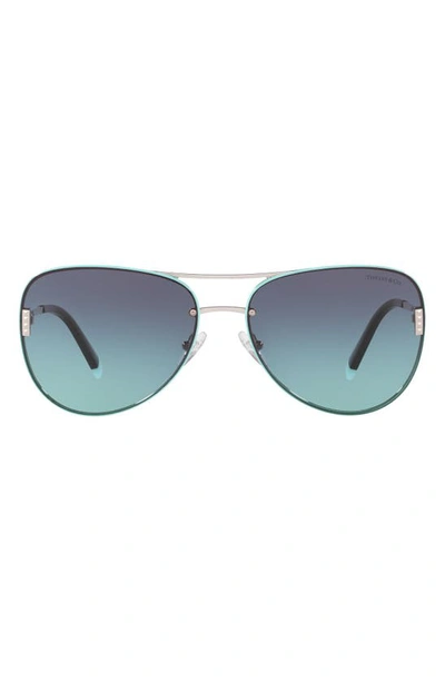 Tiffany & Co Women's Pilot Sunglasses, 62mm In Silver/blue