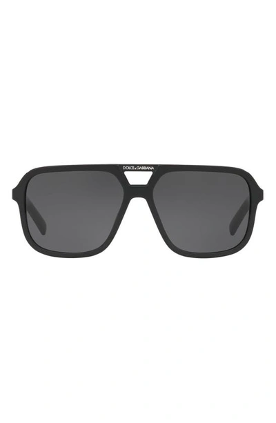 Dolce & Gabbana 58mm Square Sunglasses In Black/ Grey