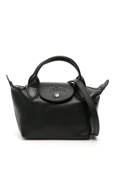Longchamp Le Pliage Cuir Mini Handbag In Nero