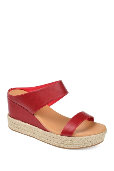 Journee Collection Alissa Espadrille Platform Slide Sandal In Red
