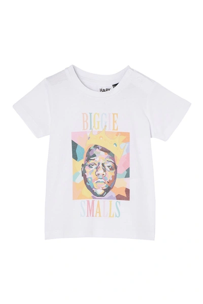Cotton On Baby Boy Biggie Smalls Short Sleeve T-shirt In Lcn Mt White/abstract Biggie