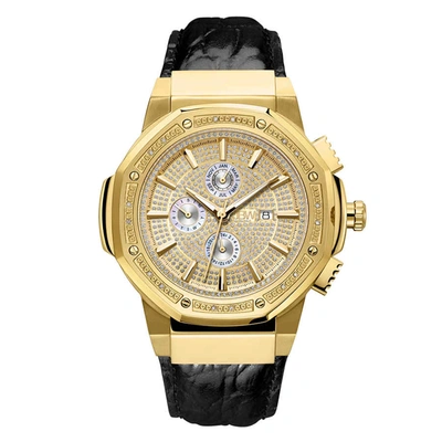 Jbw 10 Yr Anniversary Saxon 0.16 Ctw Diamond And 18k Gold-plated Mens Watch Jb-6101l-10a In Black / Gold / Gold Tone / Yellow