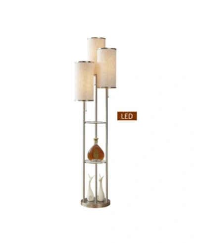 Artiva Usa Eleanor 66" Led Tri-light Shelf Floor Lamp In Satin Nickel