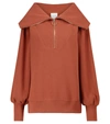 Varley Vine Half-zip Ribbed Jersey Sweatshirt In Brown