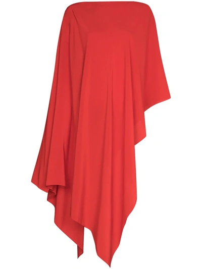 Etro Positano Asymmetric Silk Top In Red