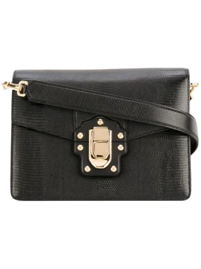 Dolce & Gabbana Lucia Iguana-effect Leather Bag In Black