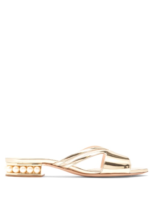 Nicholas Kirkwood Casati Patent-leather Mules In Gold | ModeSens