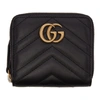 Gucci Black Mini Gg Marmont 2.0 Zip Around Wallet