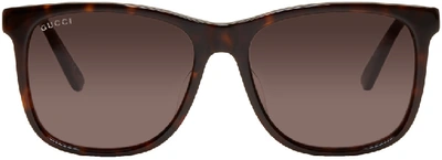 Gucci Tortoiseshell Wayfarer-style Sunglasses In 004 Havana/ruthenium