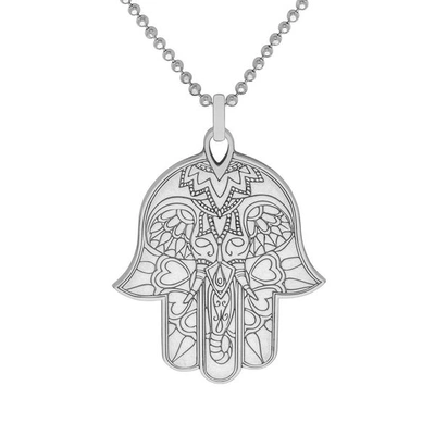 Cartergore Medium Hamsa Hand Silver Pendant Necklace