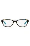 Tory Burch 51mm Rectangular Optical Glasses In Blue Brown Tortoise/ Blue Lark
