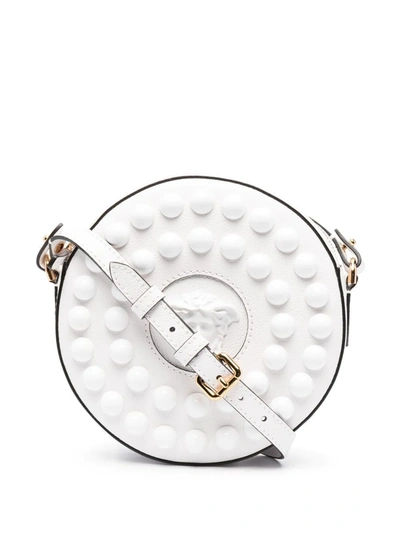 Versace Women's La Medusa Bauble Leather Disco Bag In Optical White