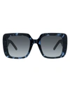 Dior Women's Square Sunglasses, 55mm In Havana Blue/gradient Blue