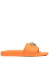 Versace Women's Palazzo Medusa Pool Slides In Tangerine