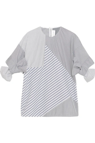 Victoria Victoria Beckham Striped Cotton Top With Bow Sleeves