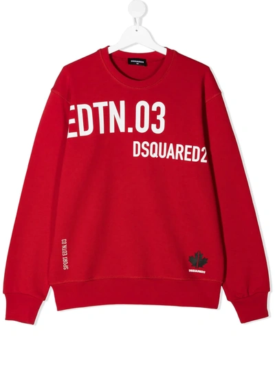 Dsquared2 Teen Logo Print Sweatshirt In Red