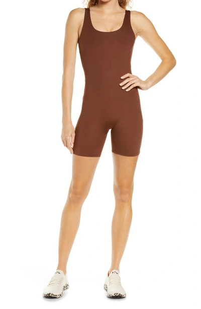 Girlfriend Collective Brown Bike Unitard In Earth