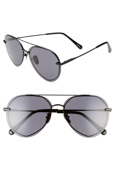 Diff Lenox 61mm Round Flat Front Aviator Sunglasses In Black/ Grey
