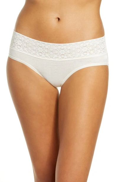 Tommy John Cool Cotton & Lace Briefs In Oatmeal Heather
