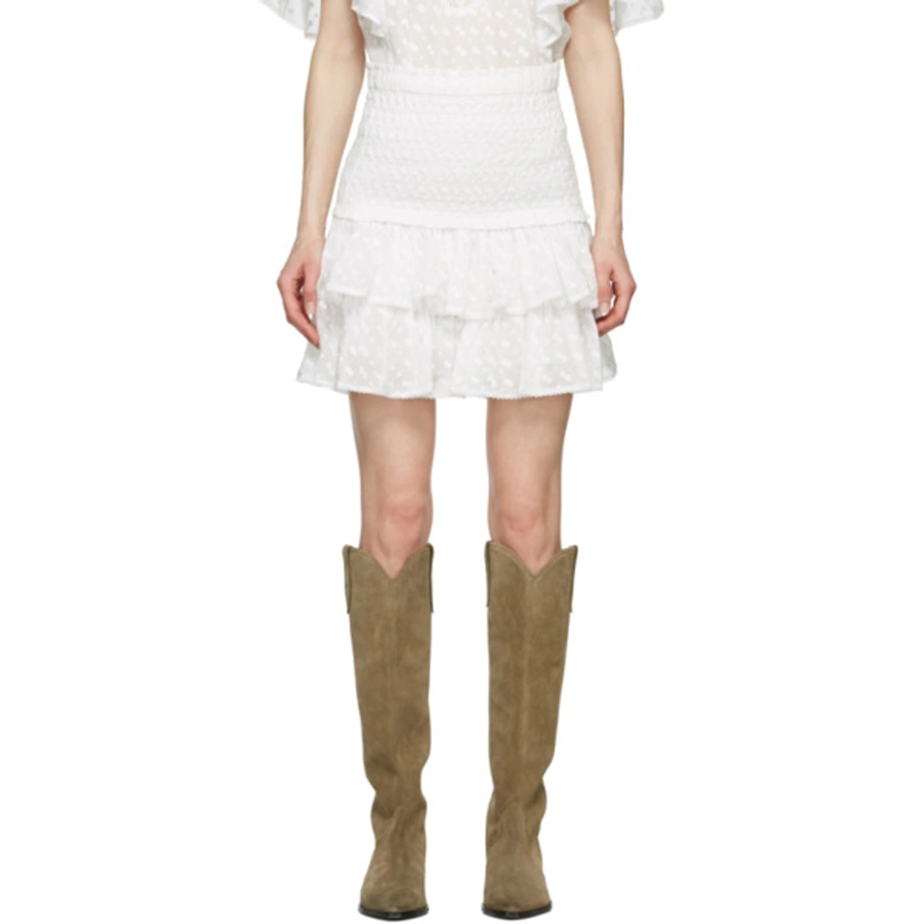 Isabel Marant Étoile Tinaomi Smocked Flounce Mini Skirt In White