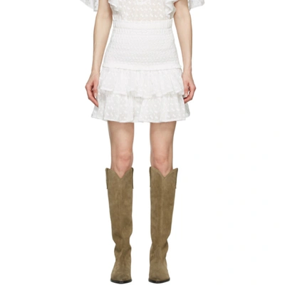 Isabel Marant Étoile Tinaomi Smocked Flounce Mini Skirt In White