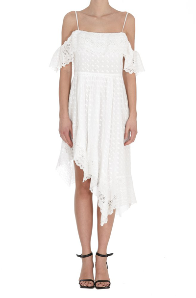 Isabel Marant Étoile Timoria Asymmetric Broderie Anglaise Cotton Dress In White
