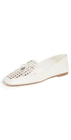 Tory Burch Tory Charm Woven Leather Loafers In New Ivory
