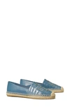Tory Burch Women's Ines Croc-embossed Leather Espadrilles In Blue