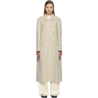 The Row Dilona Solid Double-breasted Oversize Coat In Beige