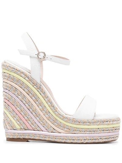 Sophia Webster Lucita Leather Platform Espadrille Wedge Sandals In White