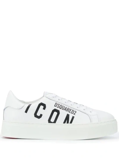 Dsquared2 Slogan Print Trainers In White