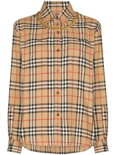 Burberry Classic Checked Shirt With Chain Necklace