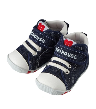 Miki House Unisex First Shoes High Top Sneakers - Baby In Indigo