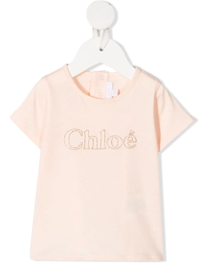Chloé Pink T-shirt For Babygirl With Logo
