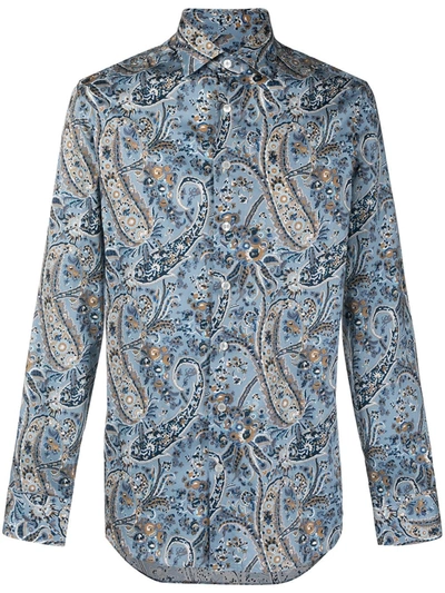 Etro Cotton Floral Paisley Shirt In Light Blue