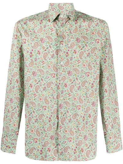 Etro Cotton-rich Floral Paisley Shirt In Green