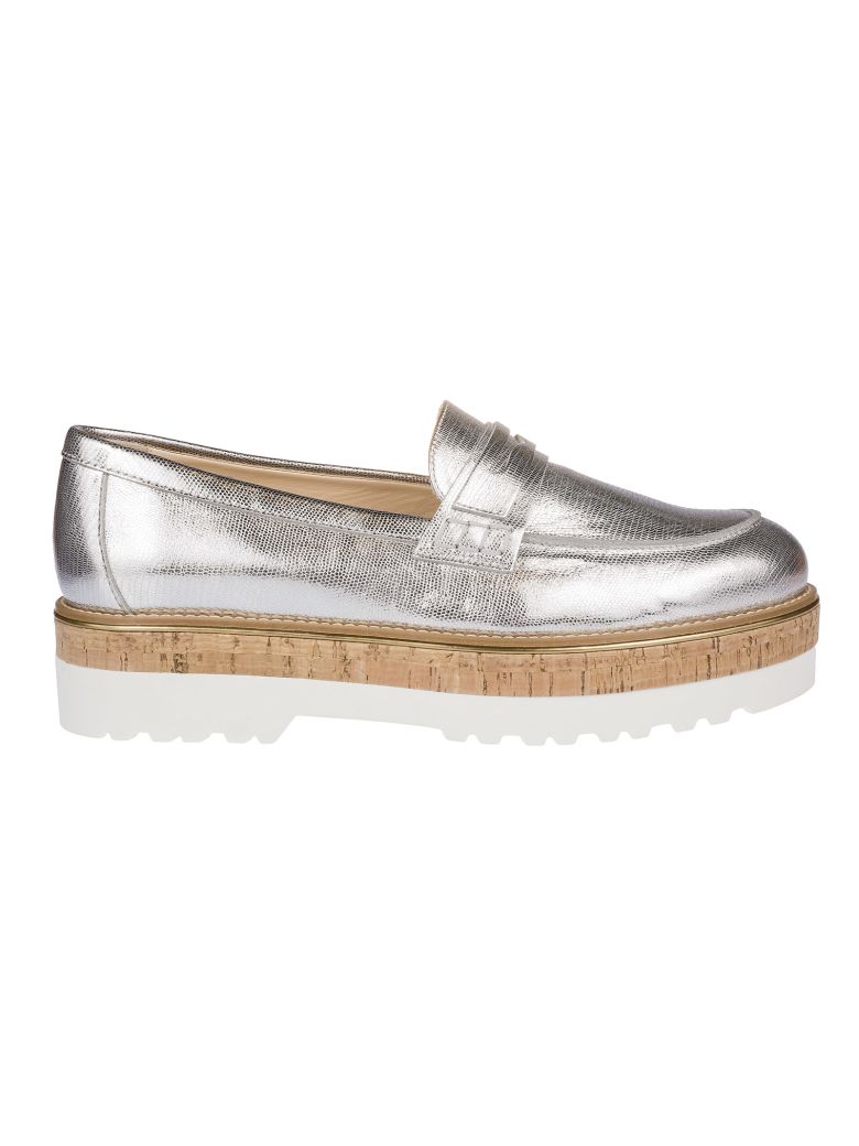 Hogan Platform Loafers In Silver | ModeSens