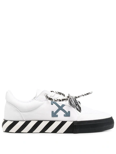 Off-white Men's Arrow Canvas Vulcanized Low-top Sneakers, White In White Light Blue