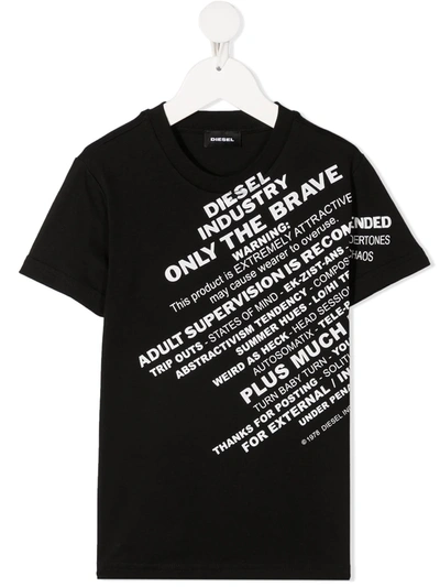 Diesel Teen Graphic-print Short-sleeved T-shirt In Black