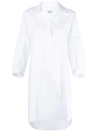 Dondup Embroidered-trim Shirt Dress In White